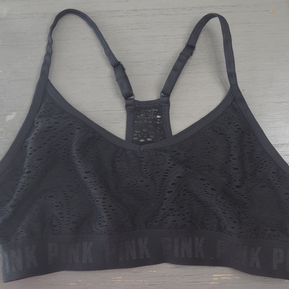 PINK Victoria's Secret Black Eyelet Bralette S/M